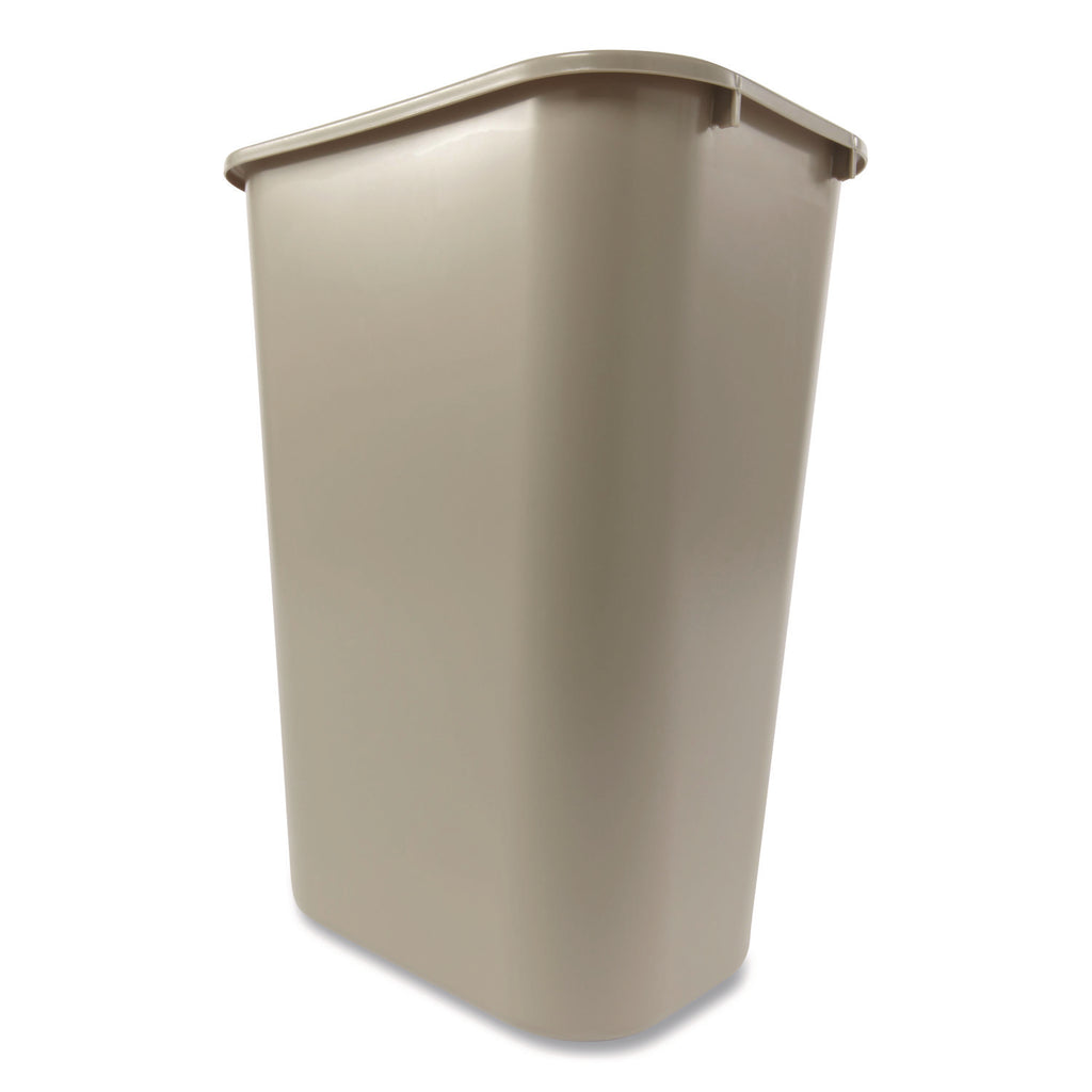 Deskside Plastic Wastebasket, 10.25 gal, Plastic, Beige