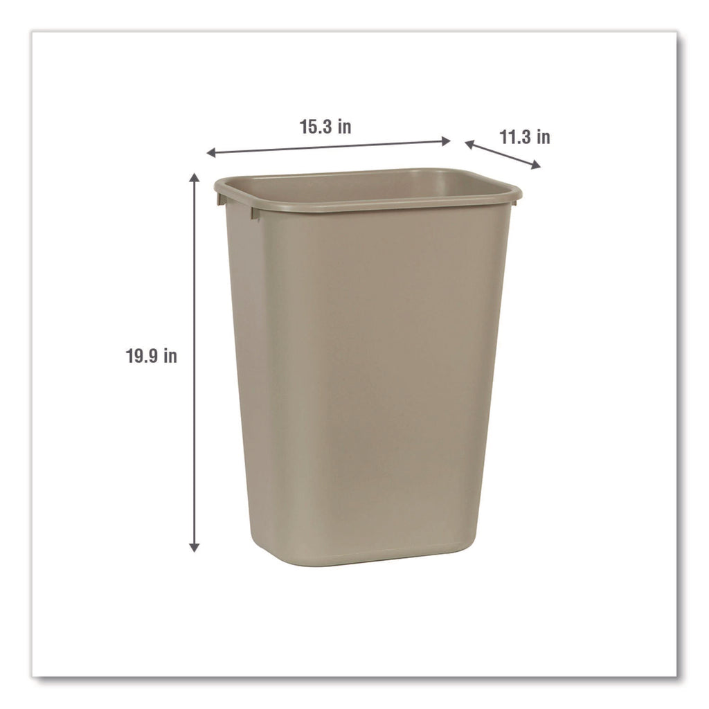 Deskside Plastic Wastebasket, 10.25 gal, Plastic, Beige