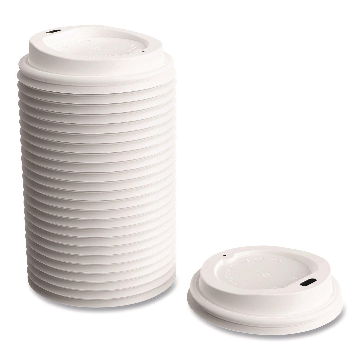 Plastic Hot Cup Lids, Fits 10 oz, 12 oz, 16 oz Cups, White, 50/Pack