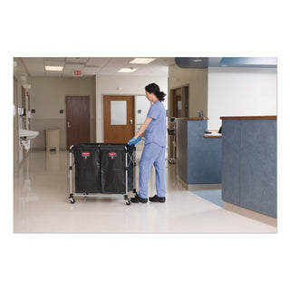 Two-Compartment Collapsible X-Cart, Synthetic Fabric, 2.49 cu ft Bins, 24.1" x 35.7" x 34", Black/Silver