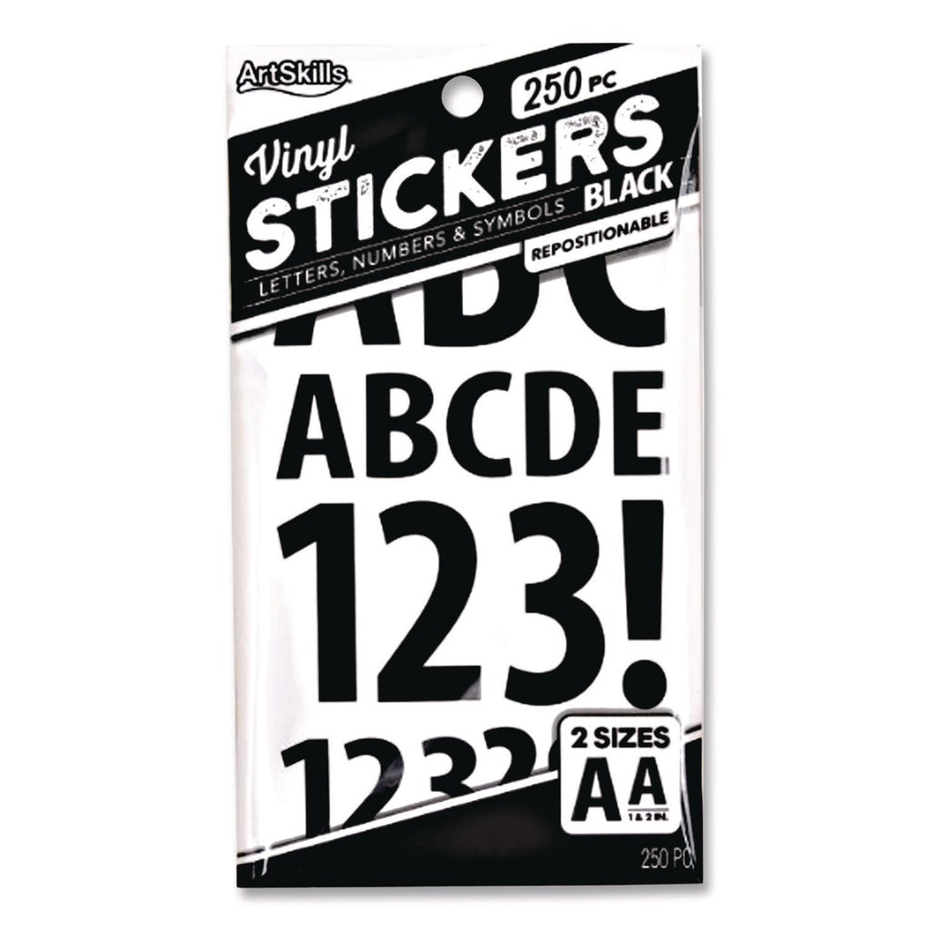 Poster and Bulletin Board Vinyl Letters and Numbers, Black, 1" and 2"h, 250/Pack