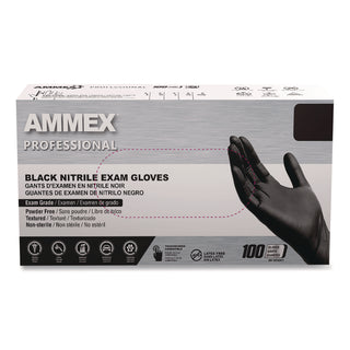 Nitrile Exam Gloves, Powder-Free, 3 mil, Medium, Black, 100/Box