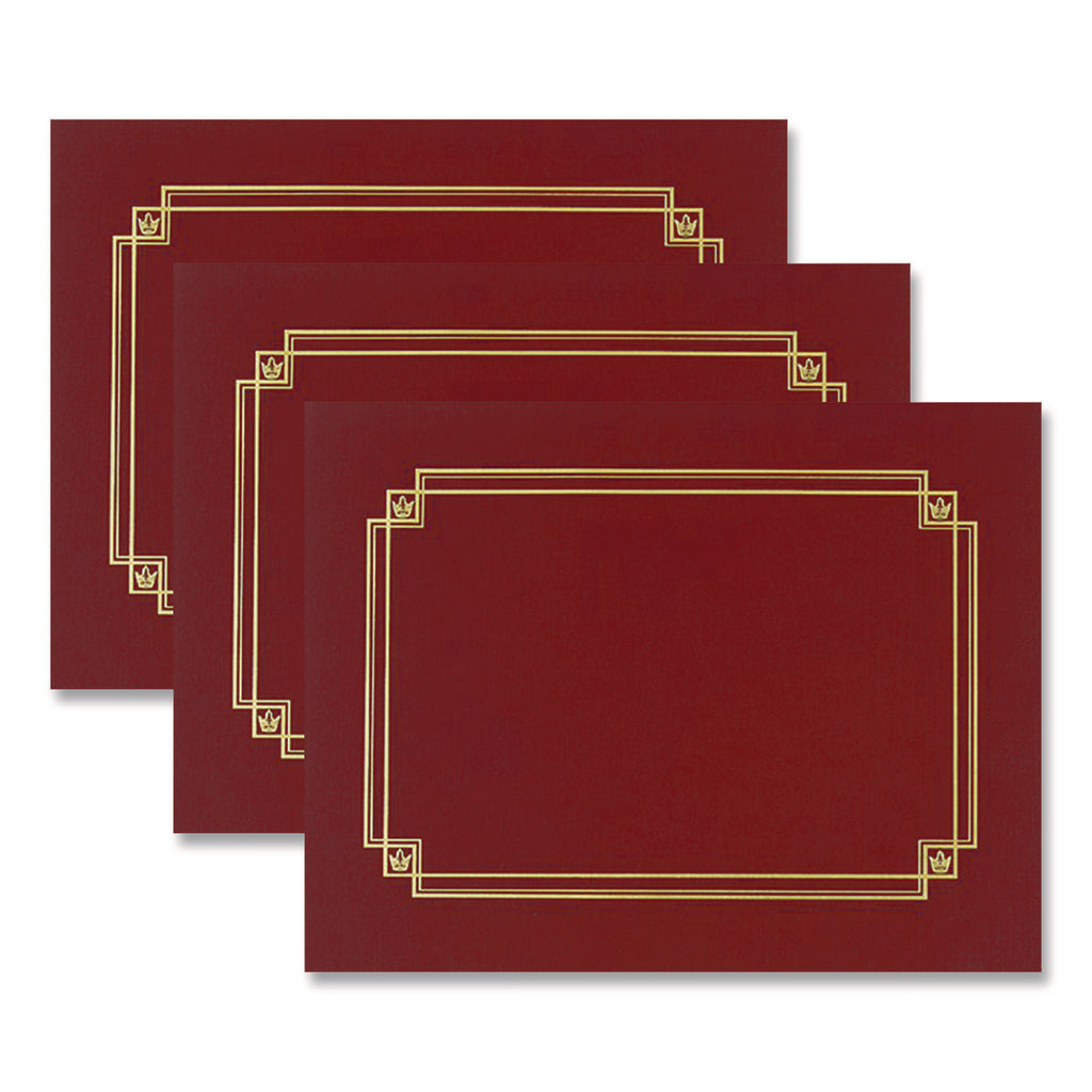 Premium Textured Certificate Holder, 12.65 x 9.75, Burgundy, 3/Pack