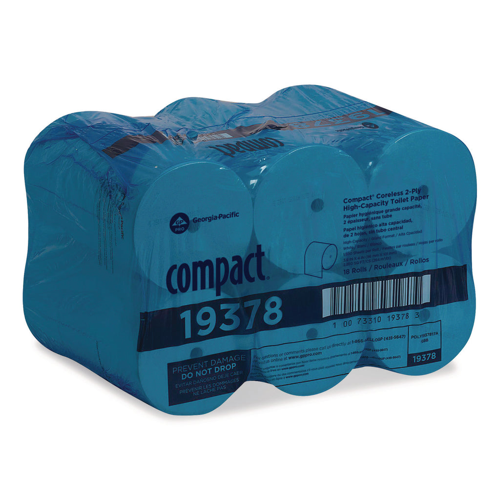 Coreless Bath Tissue, Septic Safe, 2-Ply, White, 1,500 Sheets/Roll, 18 Rolls/Carton