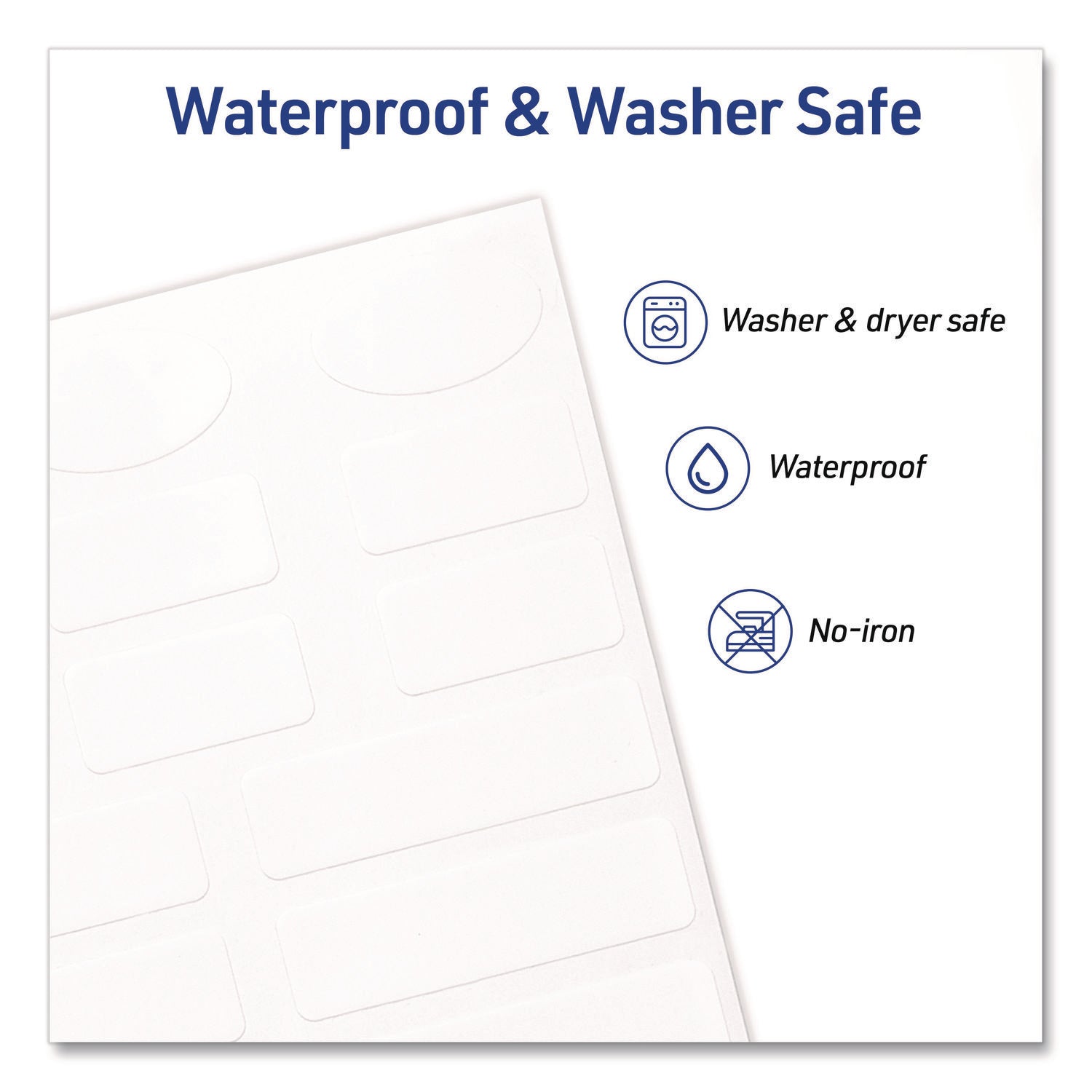 Avery Kids No-Iron Fabric Labels, Handwrite Only, Assorted Shapes and Sizes, White, 15 Labels/Sheet, 3 Sheets/Pack