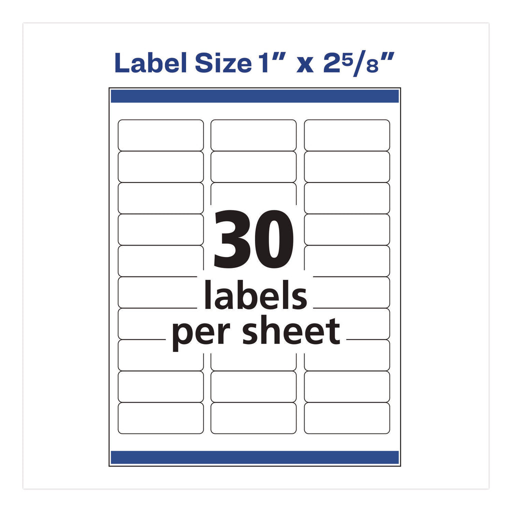White Address Labels w/ Sure Feed Technology for Laser Printers, Laser Printers, 1 x 2.63, White, 30/Sheet, 250 Sheets/Box