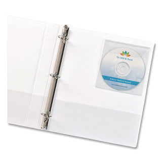 Self-Adhesive Media Pockets, 1 Disc Capacity, Clear, 10/Pack