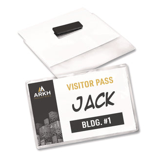 Magnetic Style Name Badge Kit, Horizontal, 4" x 3", White, 48/Pack