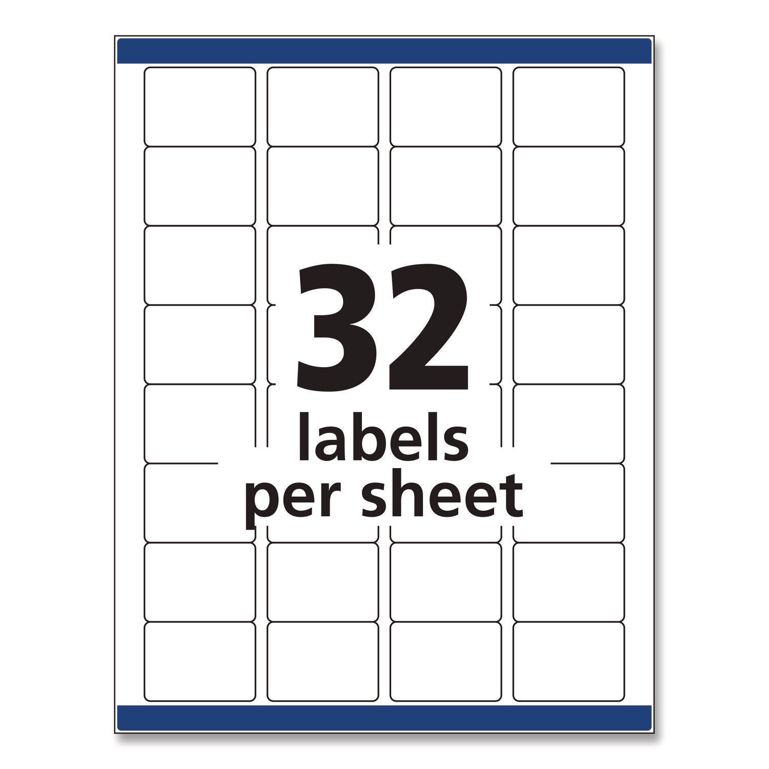 Permanent ID Labels w/ Sure Feed Technology, Inkjet/Laser Printers, 1.25 x 1.75, White, 32/Sheet, 15 Sheets/Pack
