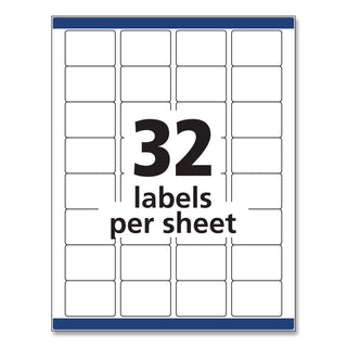 Permanent ID Labels w/ Sure Feed Technology, Inkjet/Laser Printers, 1.25 x 1.75, White, 32/Sheet, 15 Sheets/Pack