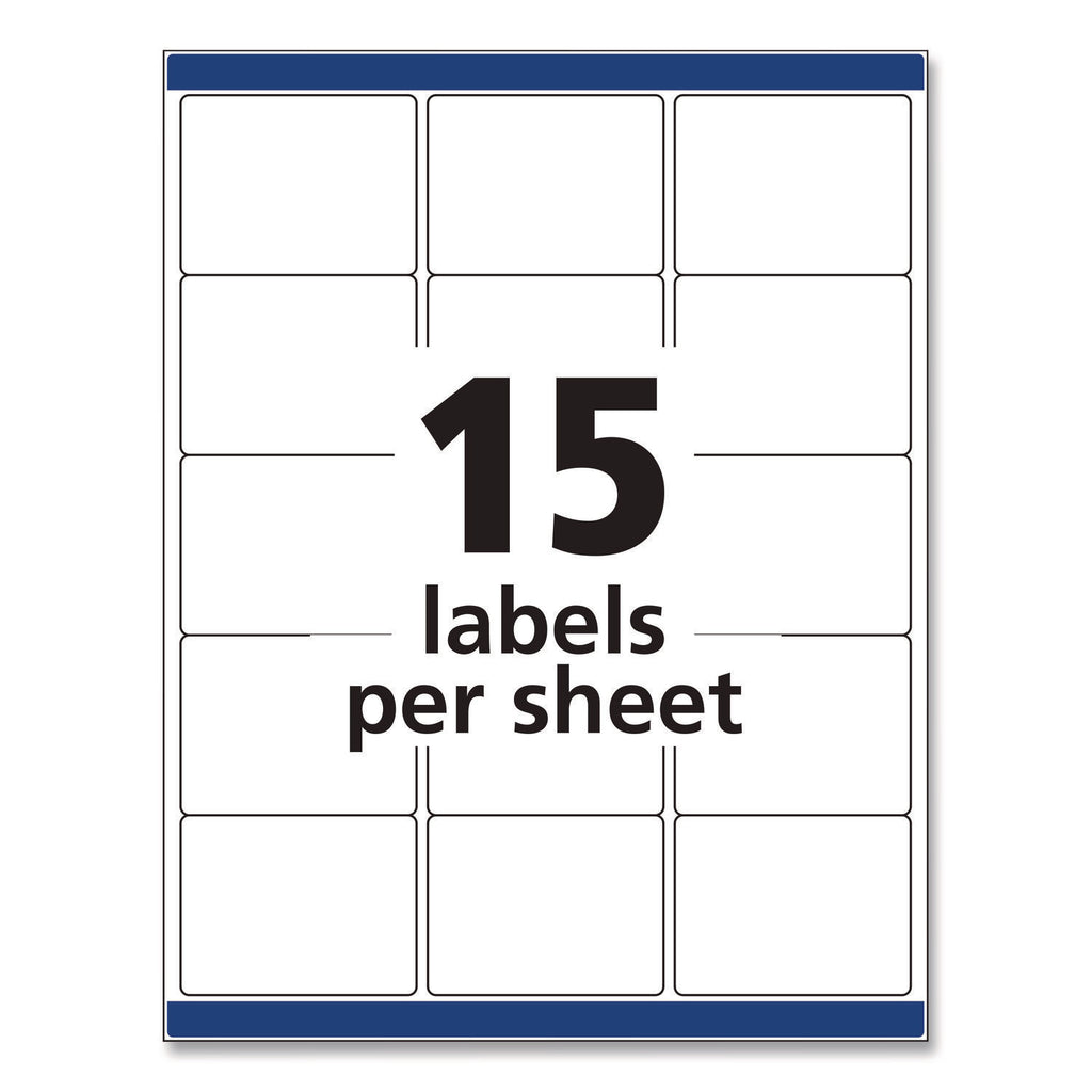 Permanent ID Labels w/ Sure Feed Technology, Inkjet/Laser Printers, 2 x 2.63, White, 15/Sheet, 15 Sheets/Pack