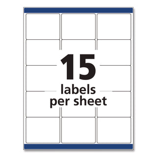 Permanent ID Labels w/ Sure Feed Technology, Inkjet/Laser Printers, 2 x 2.63, White, 15/Sheet, 15 Sheets/Pack
