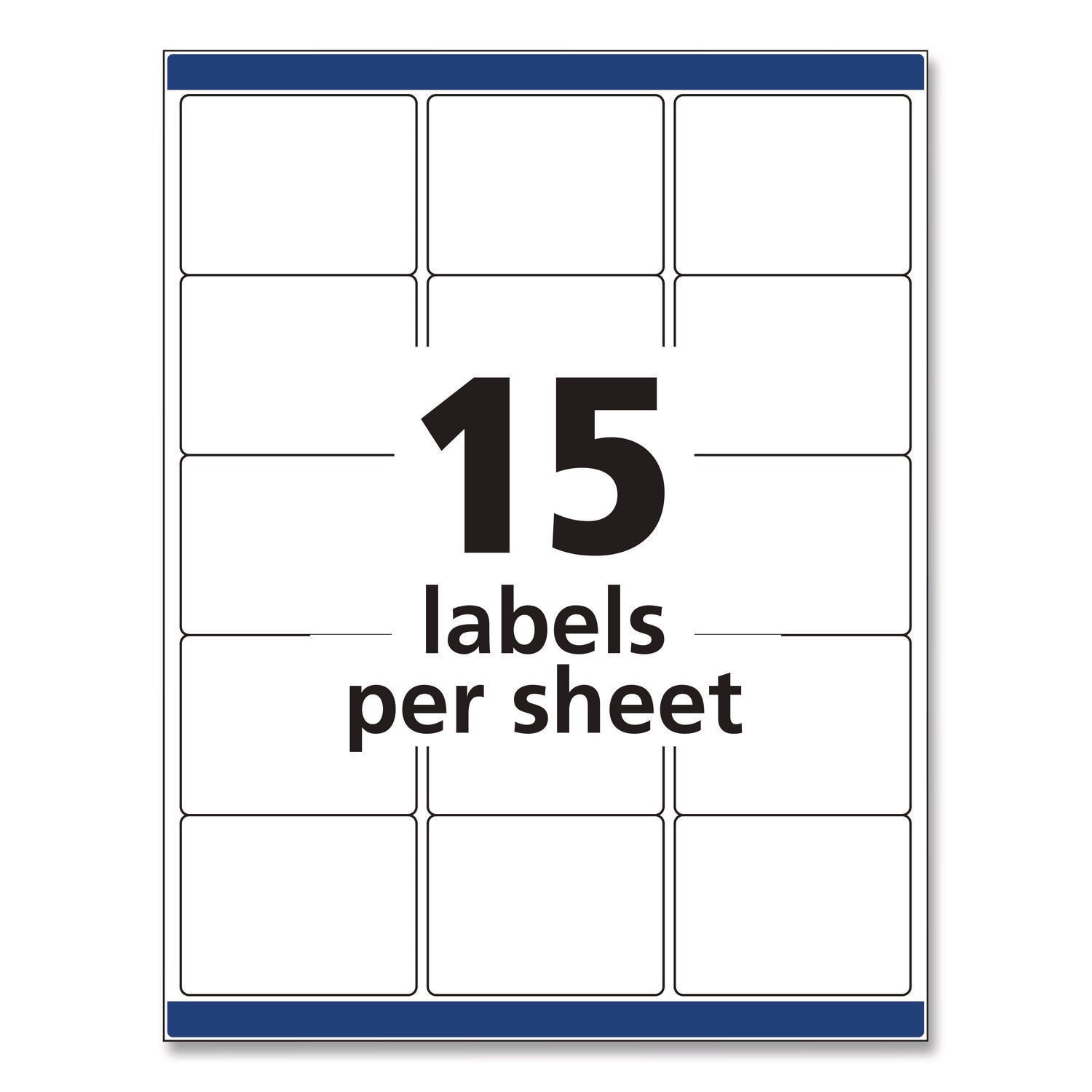 Permanent ID Labels w/ Sure Feed Technology, Inkjet/Laser Printers, 2 x 2.63, White, 15/Sheet, 15 Sheets/Pack