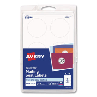 Printable Mailing Seals, 1.5" dia, White, 6/Sheet, 40 Sheets/Pack