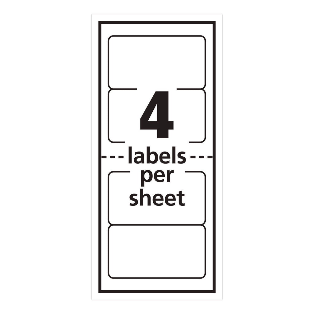 Mini-Sheets Mailing Labels, Inkjet/Laser Printers, 2 x 4, White, 4/Sheet, 25 Sheets/Pack
