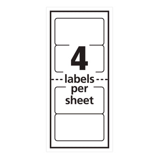 Mini-Sheets Mailing Labels, Inkjet/Laser Printers, 2 x 4, White, 4/Sheet, 25 Sheets/Pack