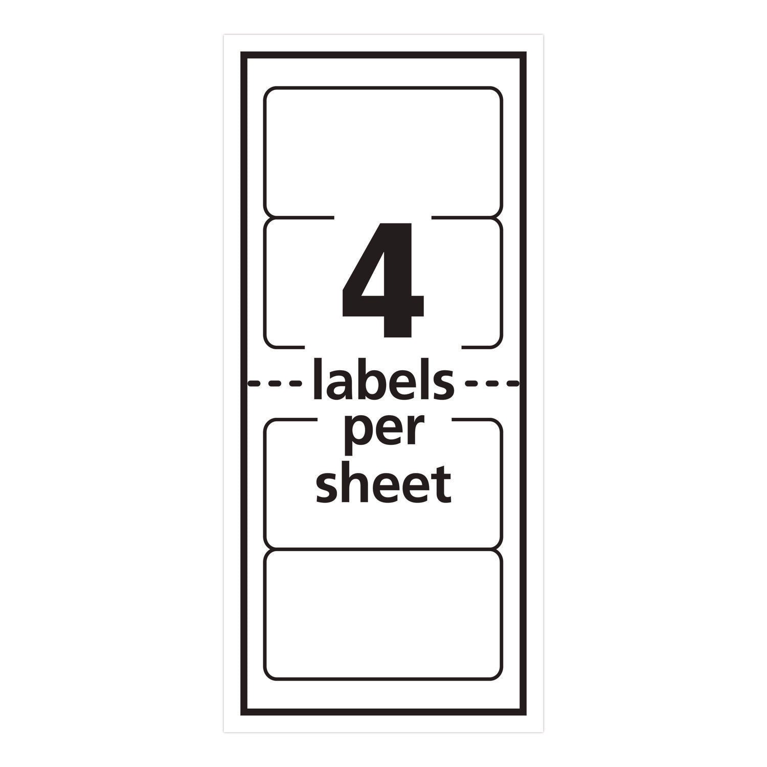 Mini-Sheets Mailing Labels, Inkjet/Laser Printers, 2 x 4, White, 4/Sheet, 25 Sheets/Pack