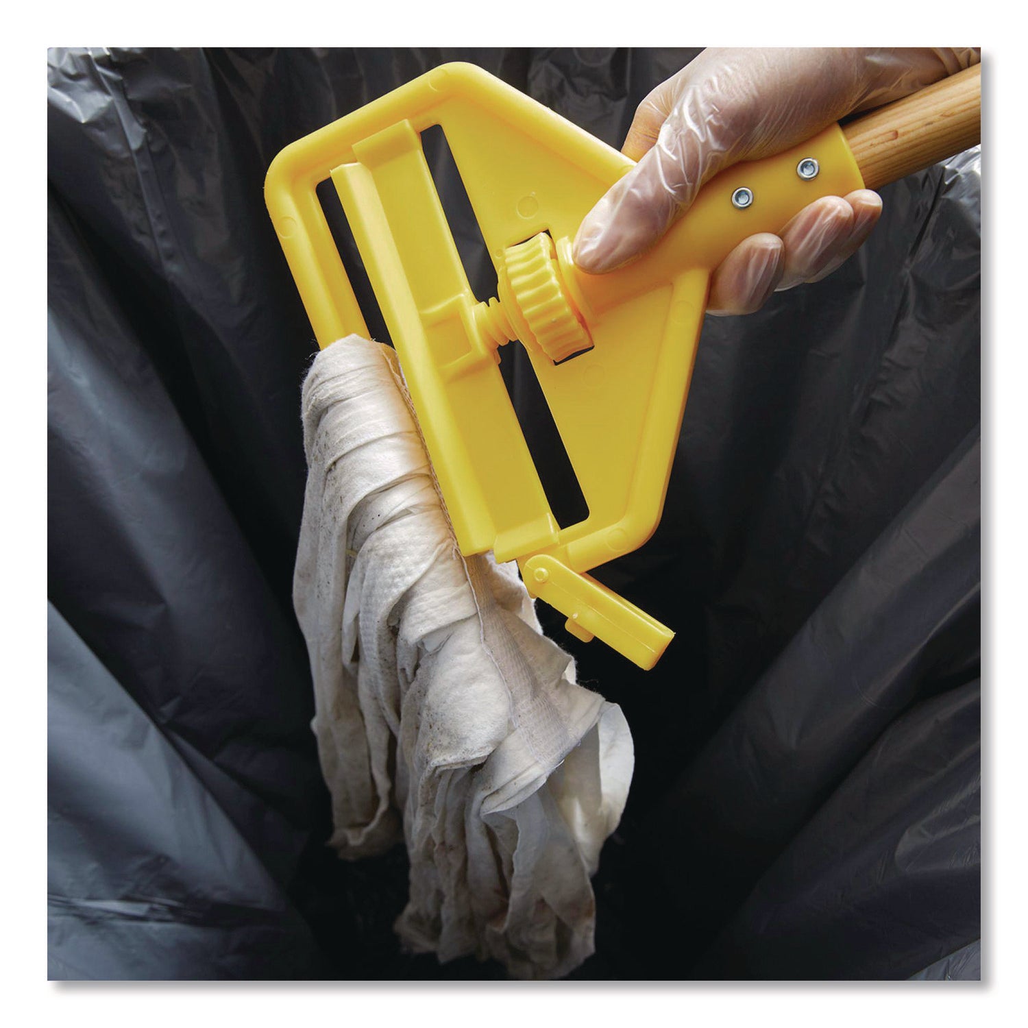 Invader Wood Side-Gate Wet-Mop Handle, 54", Natural/Yellow