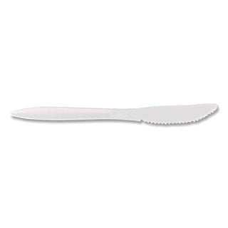 Mediumweight Polypropylene Cutlery, Knife, White, 1,000/Carton