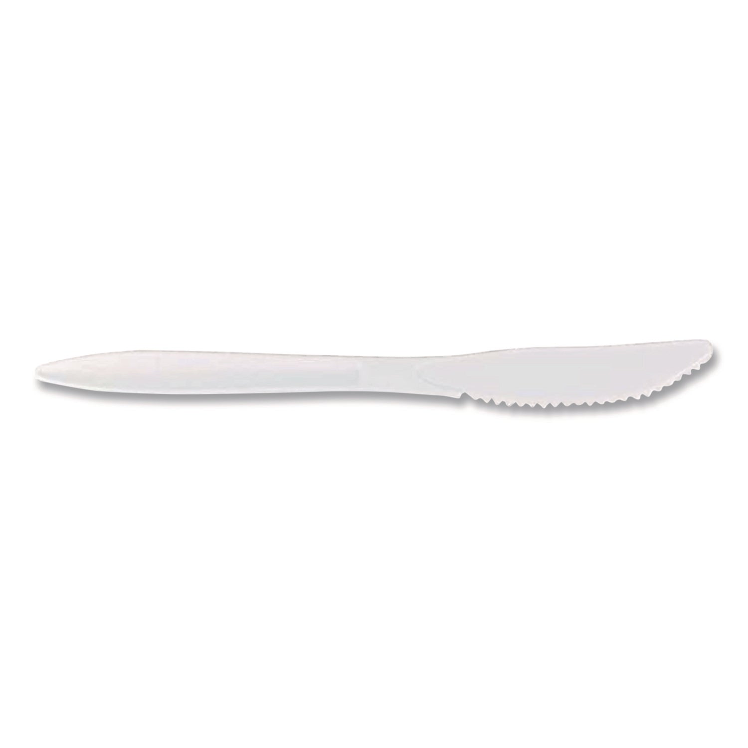 Mediumweight Polypropylene Cutlery, Knife, White, 1,000/Carton