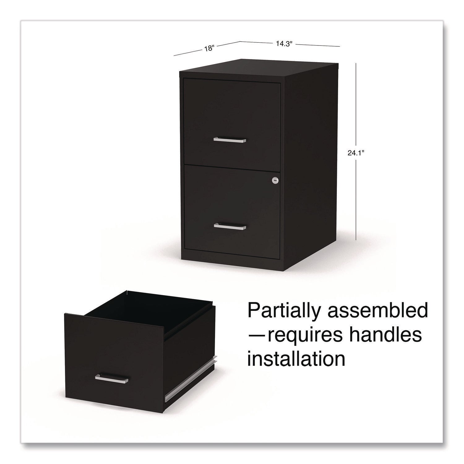 Soho Vertical File Cabinet, 2 Drawers: File/File, Letter, Black, 14" x 18" x 24.1