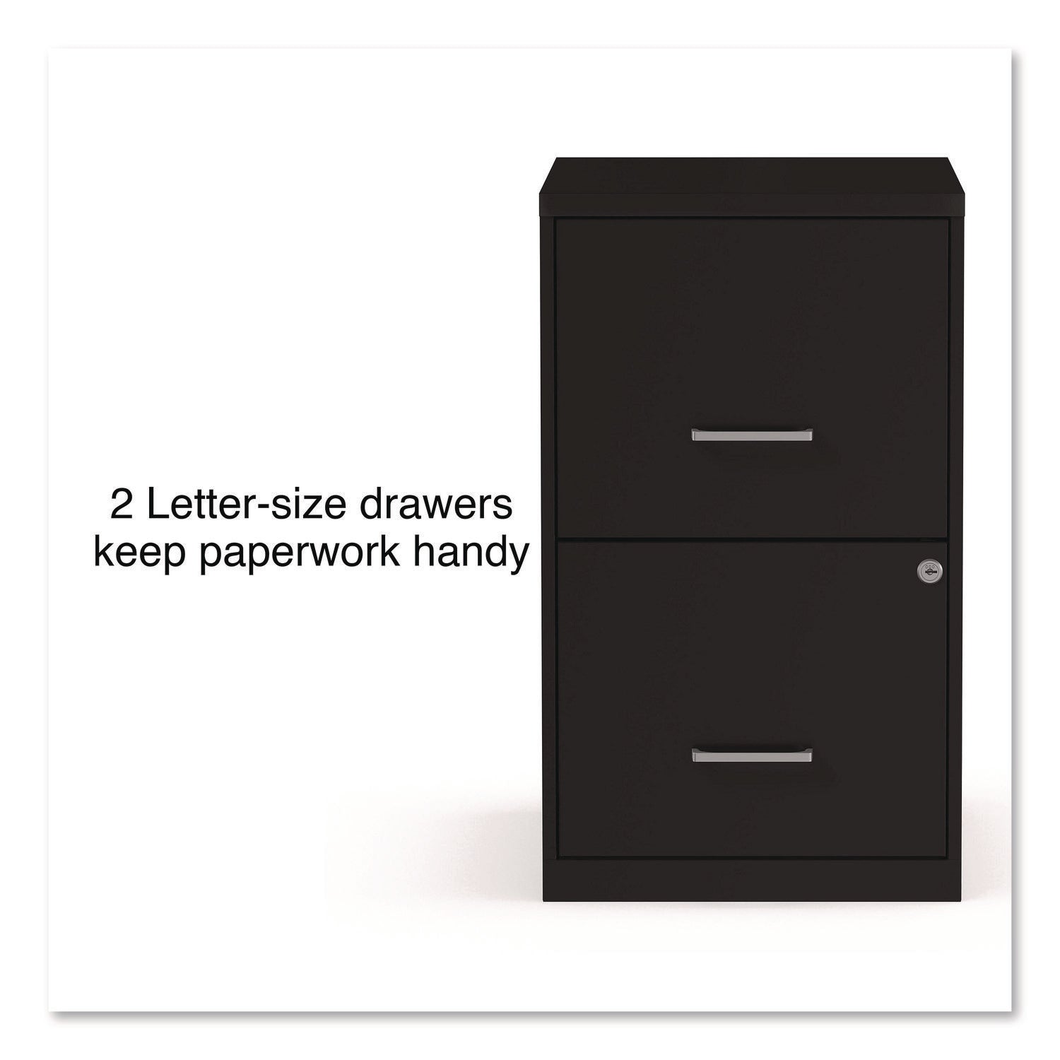 Soho Vertical File Cabinet, 2 Drawers: File/File, Letter, Black, 14" x 18" x 24.1
