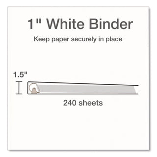 XtraLife ClearVue Non-Stick Locking Slant-D Ring Binder, 3 Rings, 1" Capacity, 11 x 8.5, White