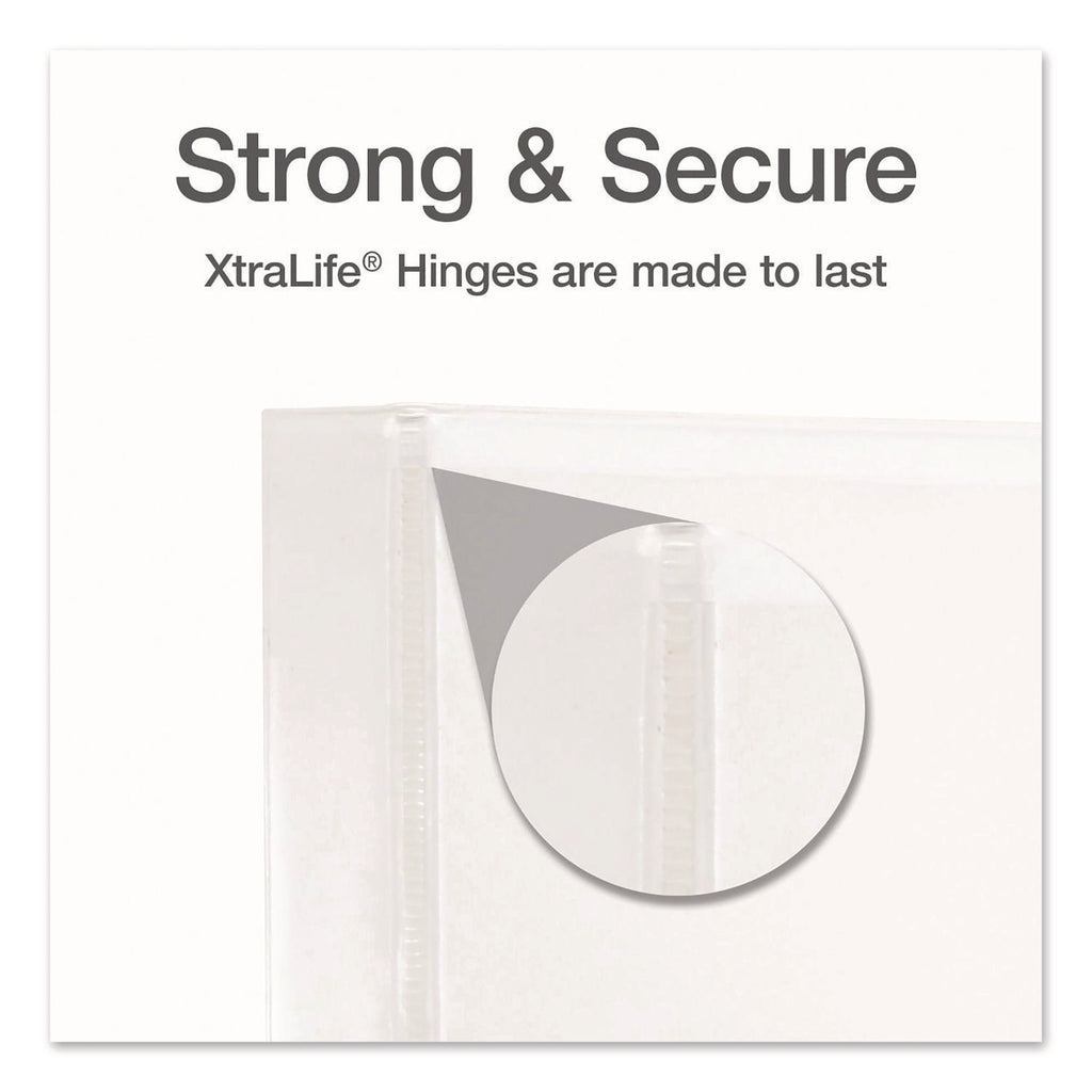 XtraLife ClearVue Non-Stick Locking Slant-D Ring Binder, 3 Rings, 1" Capacity, 11 x 8.5, White