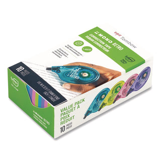 MONO Original Correction Tape, Assorted RetroColor Applicators, 0.17" x 394", 10/Pack