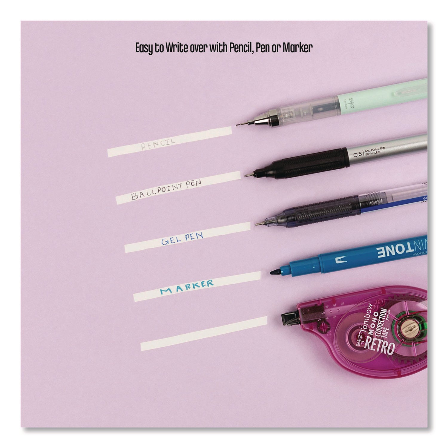 MONO Original Correction Tape, Assorted RetroColor Applicators, 0.17" x 394", 10/Pack