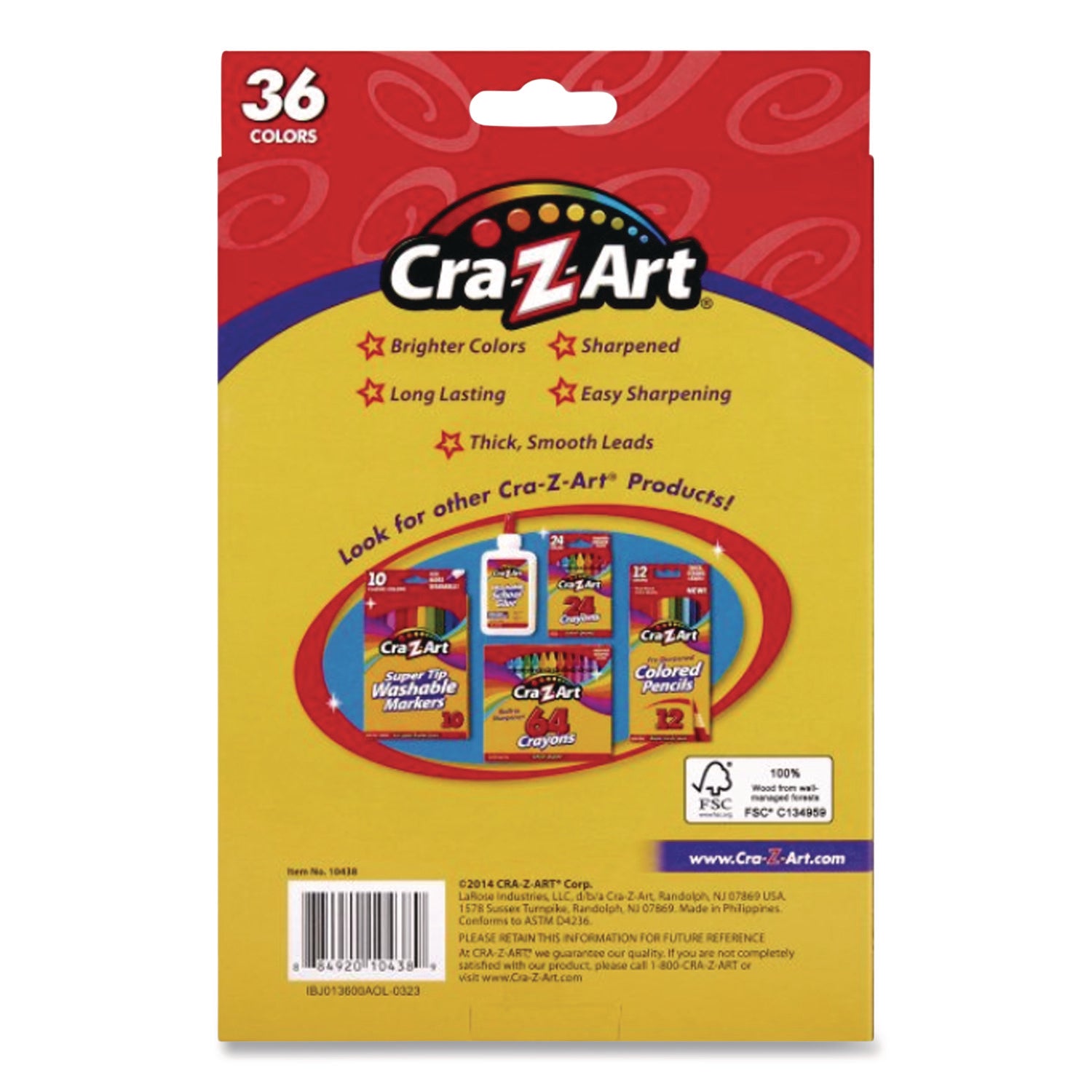 Colored Pencils, 36 Assorted Lead and Barrel Colors, 36/Box
