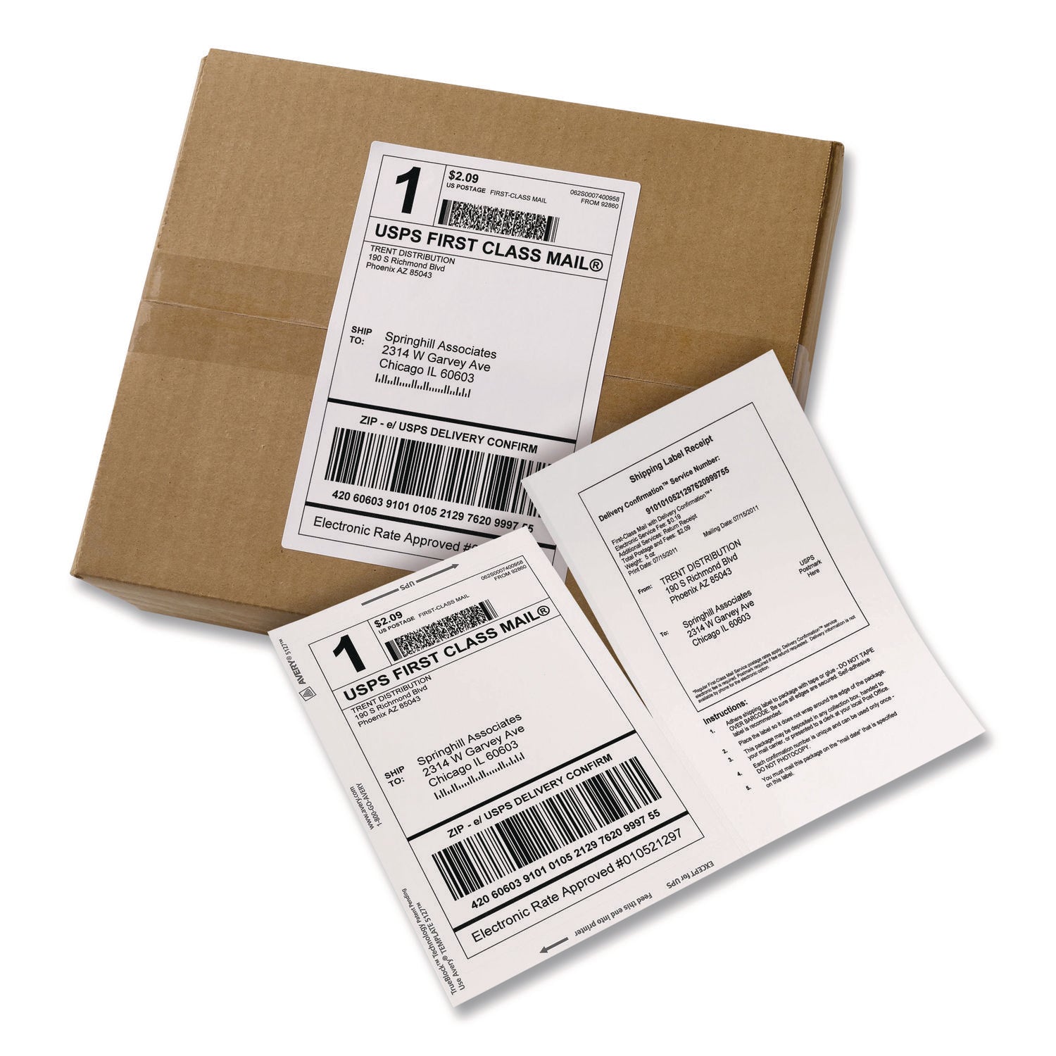 Shipping Labels with TrueBlock Technology, Inkjet Printers, 5.06 x 7.62, White, 25 Sheets/Pack