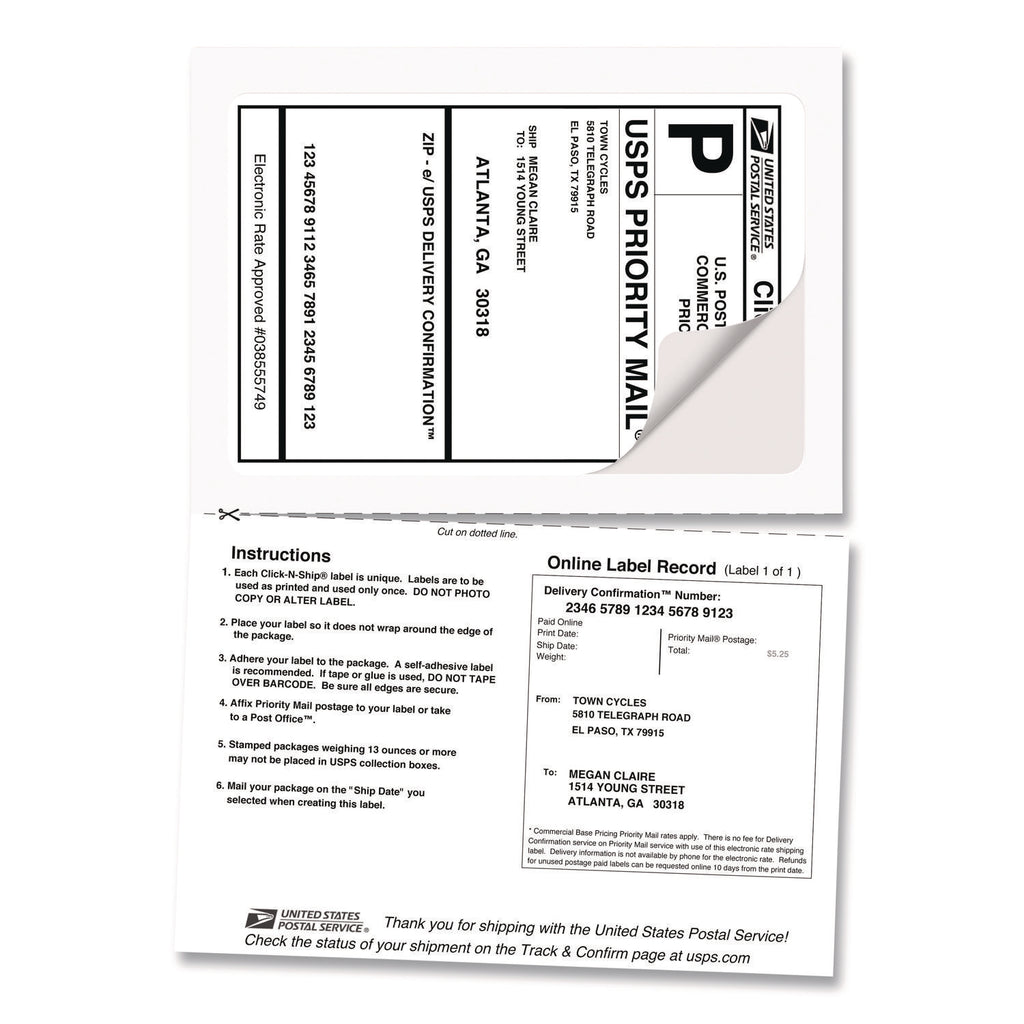 Shipping Labels with TrueBlock Technology, Inkjet Printers, 5.06 x 7.62, White, 25 Sheets/Pack