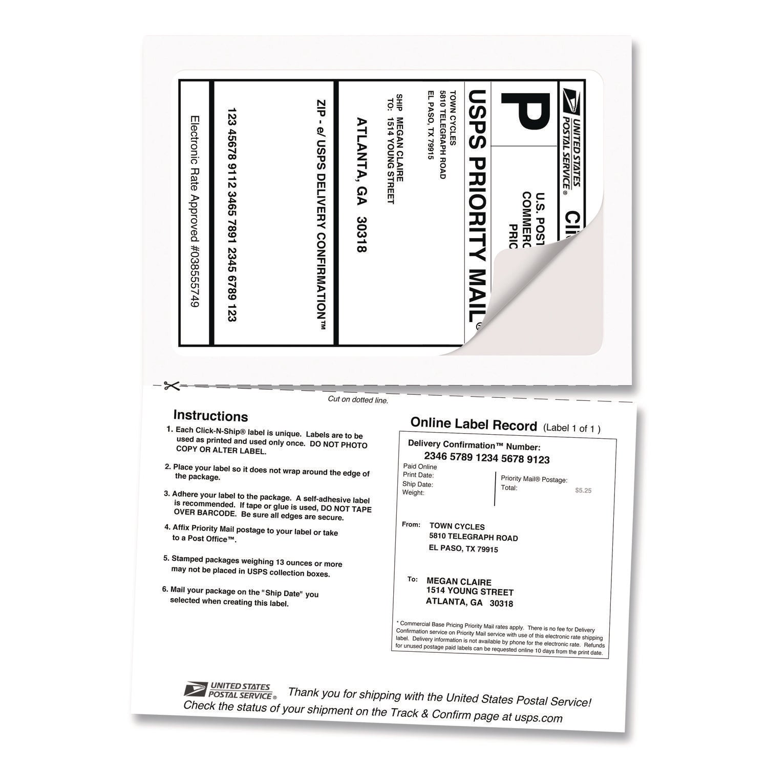 Shipping Labels with TrueBlock Technology, Inkjet Printers, 5.06 x 7.62, White, 25 Sheets/Pack