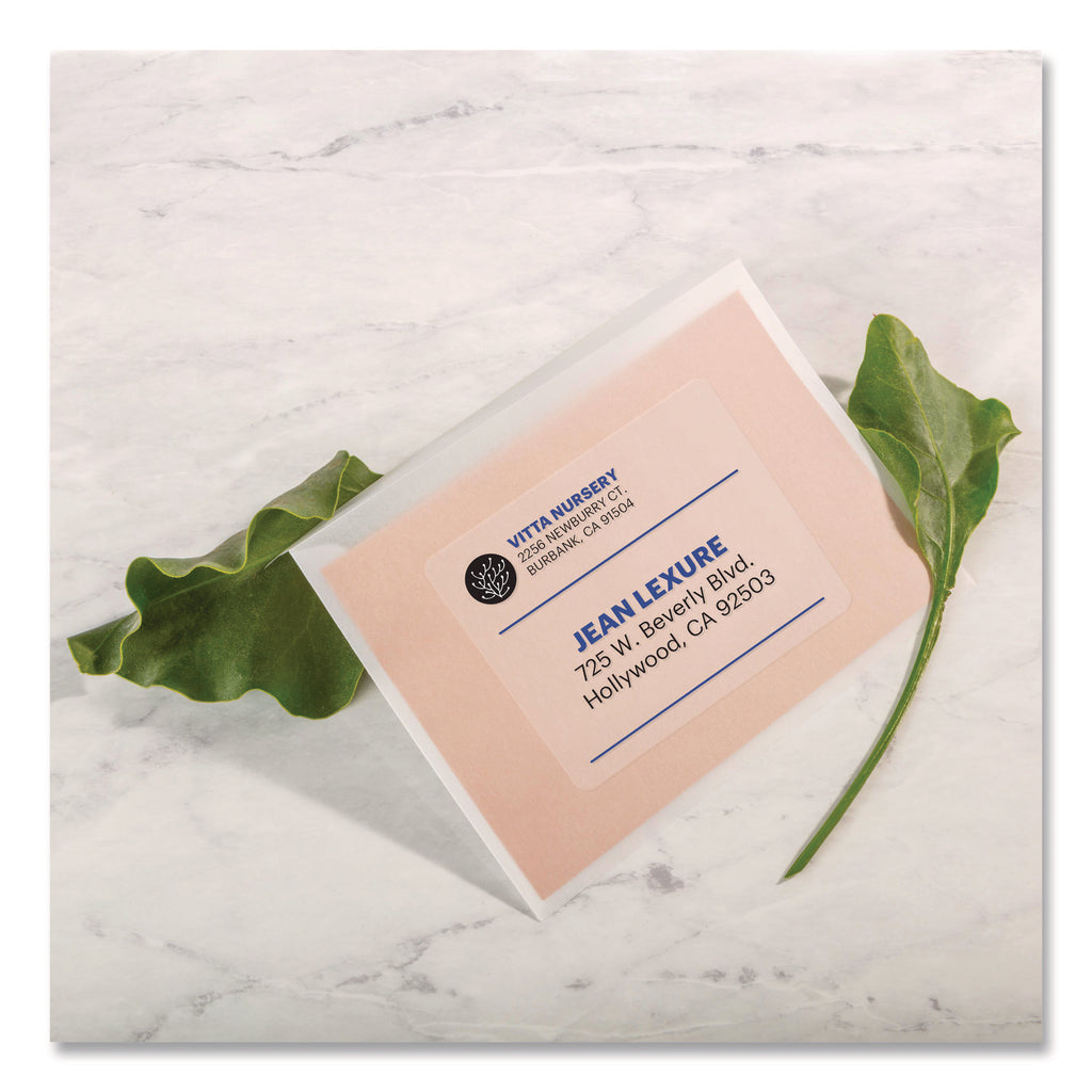 Matte Clear Easy Peel Mailing Labels w/ Sure Feed Technology, Laser Printers, 3.33 x 4, Clear, 6/Sheet, 10 Sheets/Pack