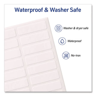 No-Iron Fabric Labels, 0.5 x 1.75, White, 18/Sheet, 3 Sheets/Pack