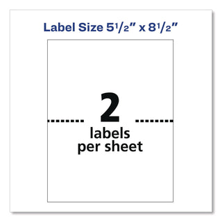White Shipping Labels-Bulk Packs, Inkjet/Laser Printers, 5.5 x 8.5, White, 2/Sheet, 250 Sheets/Box