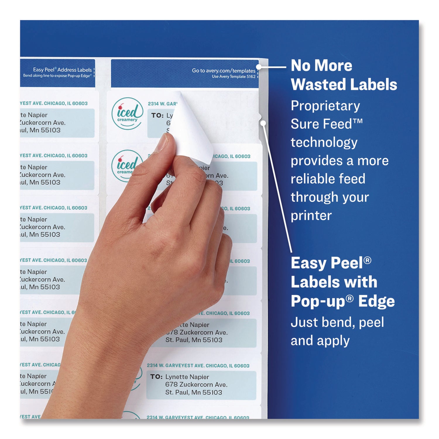 Glossy Clear Easy Peel Mailing Labels w/ Sure Feed Technology, Inkjet/Laser Printers, 1 x 2.63, 30/Sheet, 10 Sheets/Pack