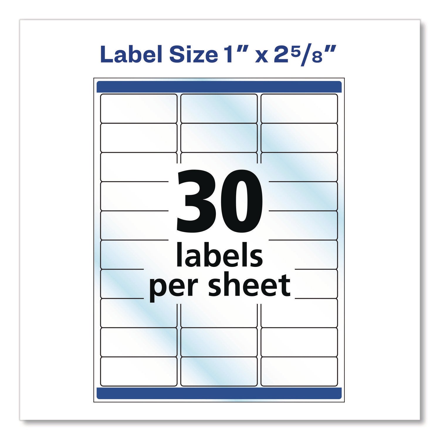 Glossy Clear Easy Peel Mailing Labels w/ Sure Feed Technology, Inkjet/Laser Printers, 1 x 2.63, 30/Sheet, 10 Sheets/Pack