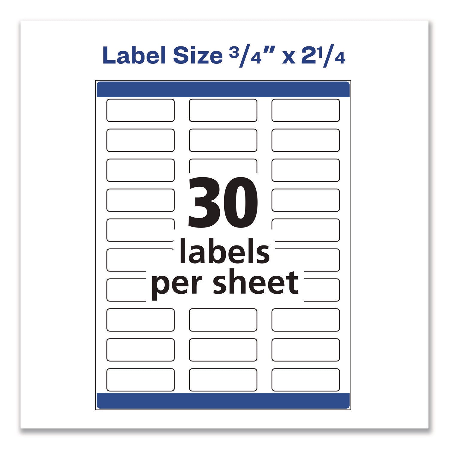 Vibrant Laser Color-Print Labels w/ Sure Feed, 0.75 x 2.25, White, 750/PK
