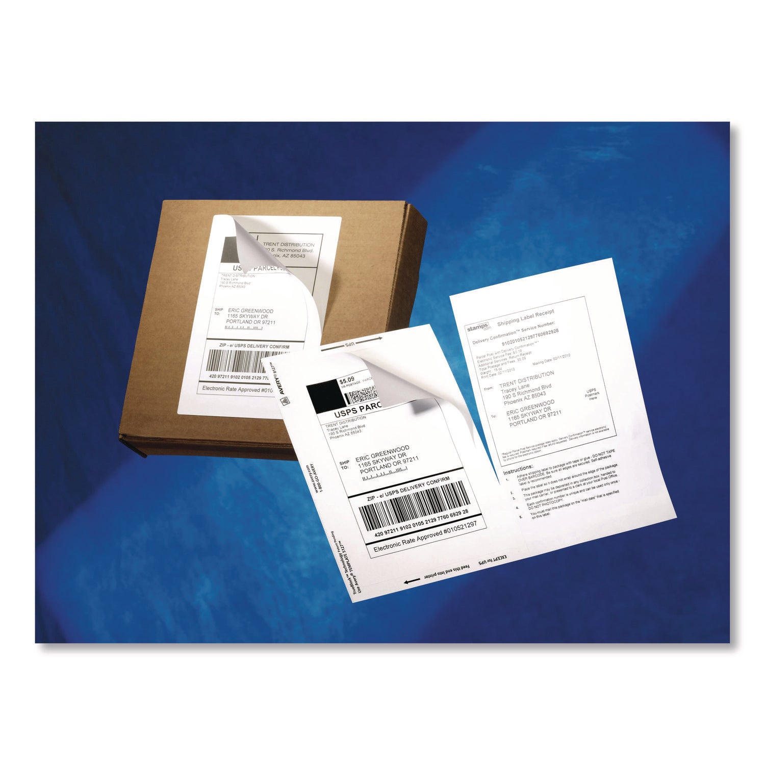 Shipping Labels with TrueBlock Technology, Inkjet Printers, 5.06 x 7.62, White, 25 Sheets/Pack