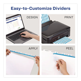 Print and Apply Index Maker Clear Label Dividers with Printable Label Strip and White Tabs, 5-Tab, 11 x 8.5, White, 1 Set