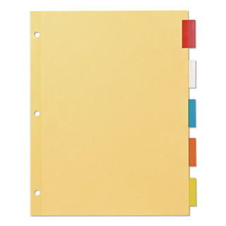 Plastic Insertable Dividers, 5-Tab, 11 x 8.5, Assorted Tabs, 1 Set