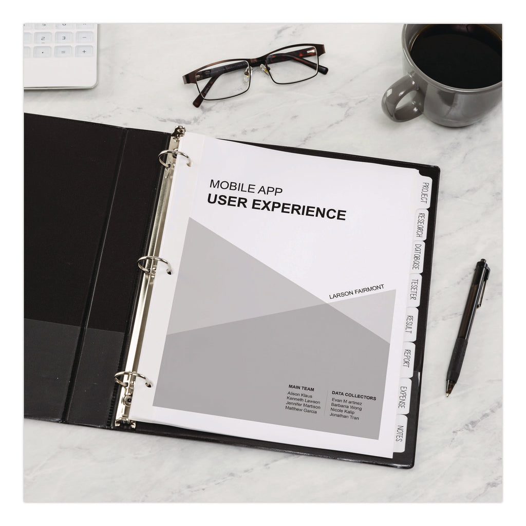 Write and Erase Plain-Tab Paper Dividers, 8-Tab, 11 x 8.5, White, 24 Sets