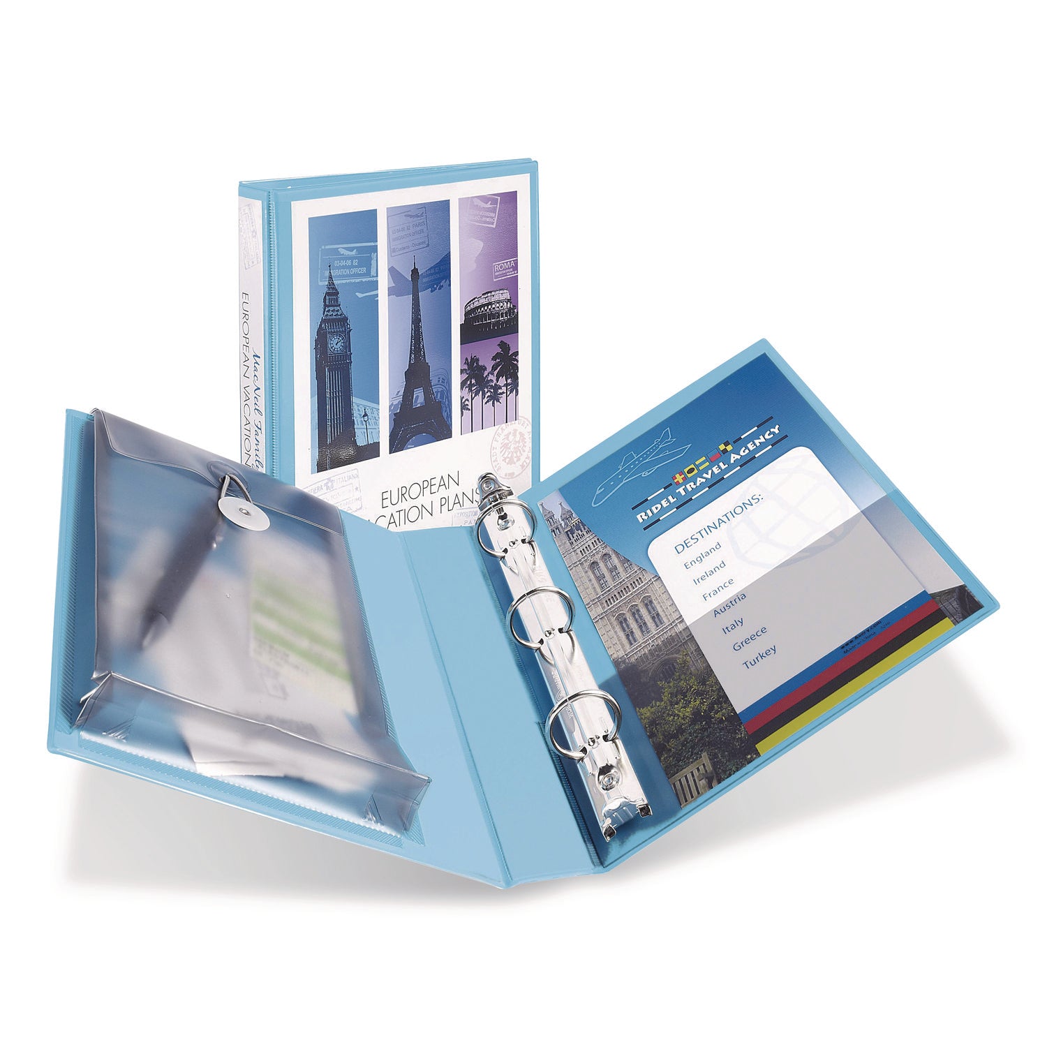 Mini Size Protect and Store View Binder with Round Rings, 3 Rings, 1" Capacity, 8.5 x 5.5, Blue