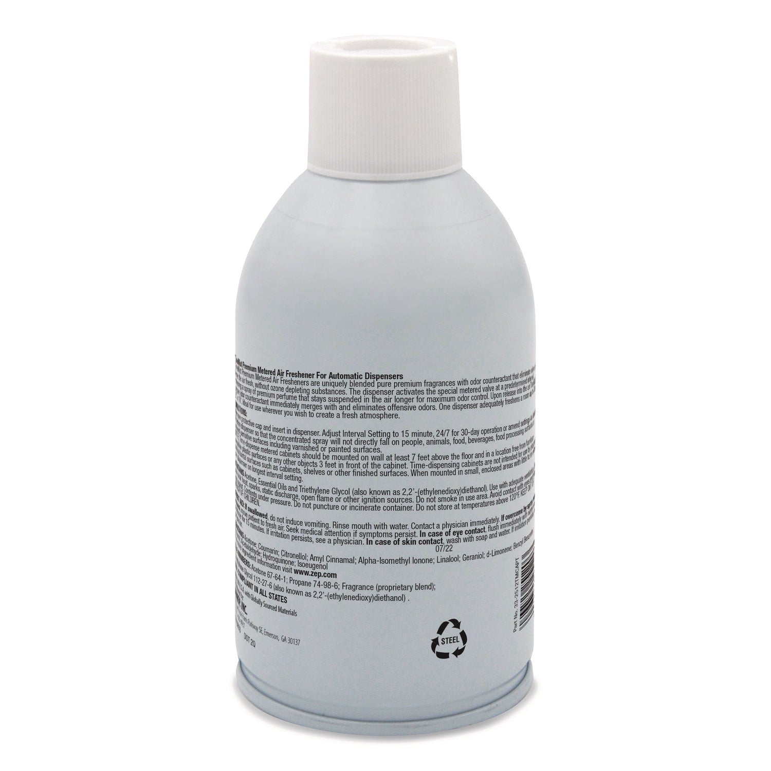 Premium Metered Air Freshener Refill, Baby Powder, 5.3 oz Aerosol Spray, 12/Carton