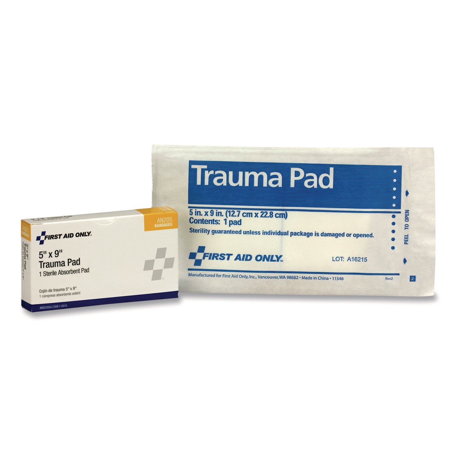 First Aid Only Trauma Pad - 5" x 9" - 1Each - White