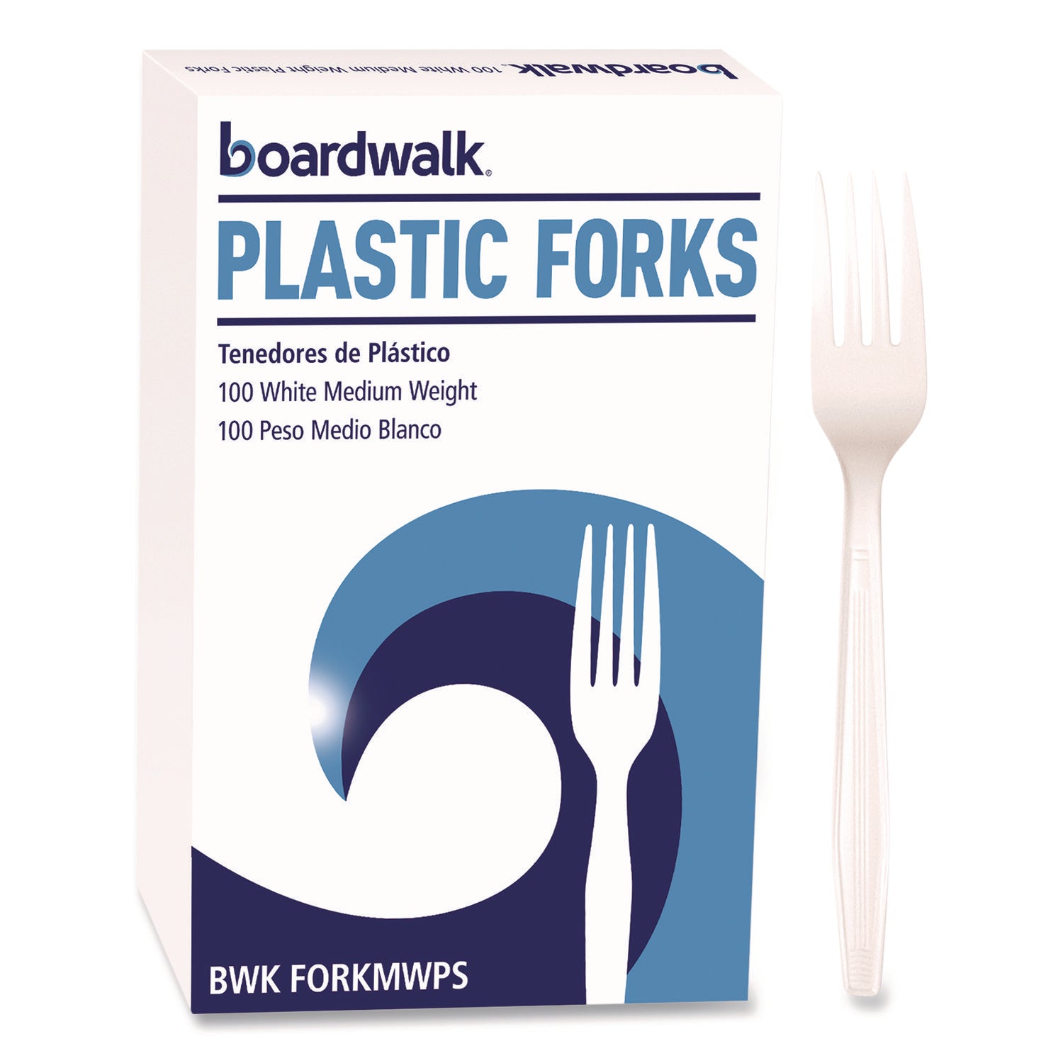 Mediumweight Polystyrene Cutlery, Fork, White, 100/Box