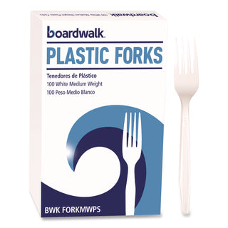 Mediumweight Polystyrene Cutlery, Fork, White, 100/Box