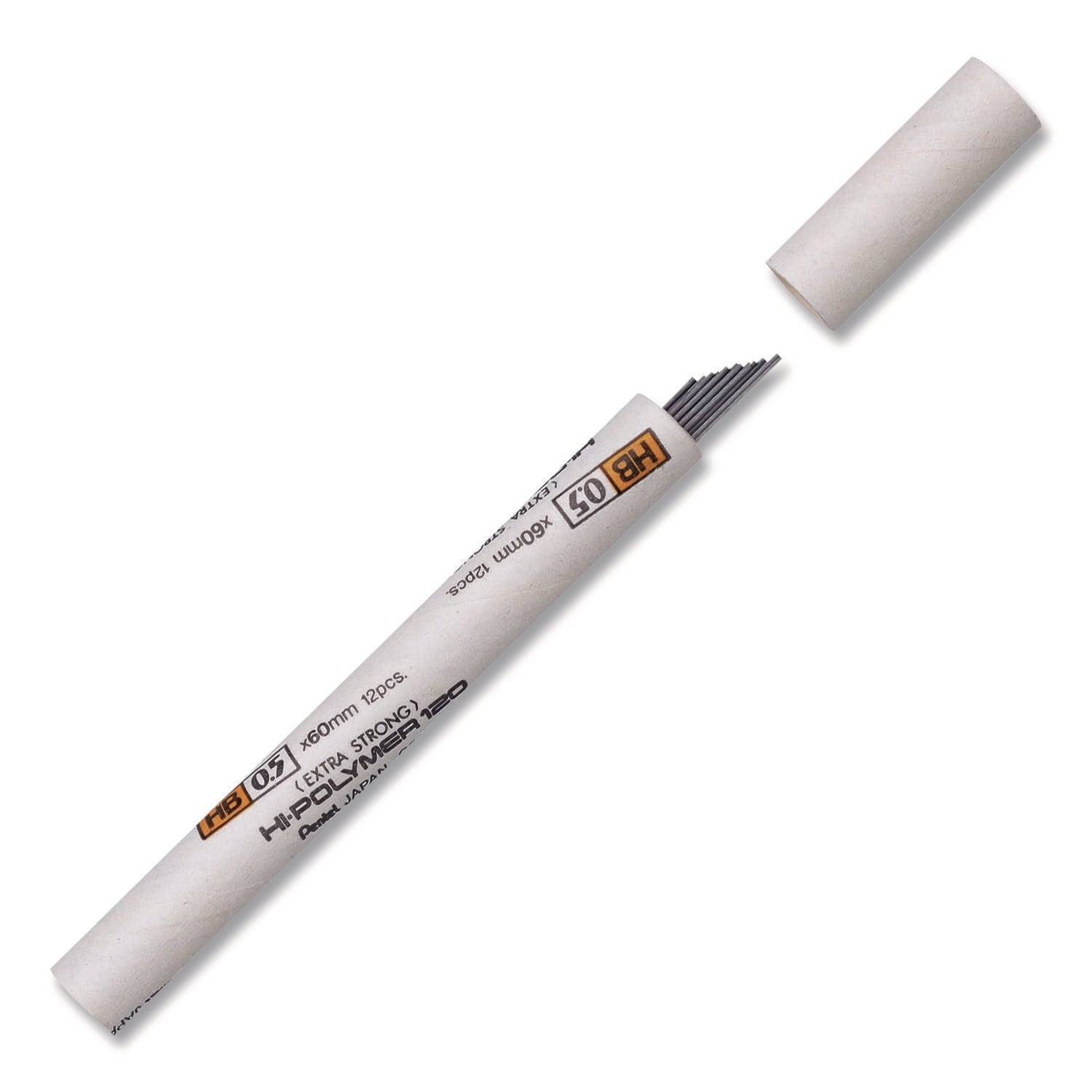 Premium Hi-Polymer Lead Refills, 0.5mm, HB, Black, 12 Leads/Tube, Sold as 1 Package